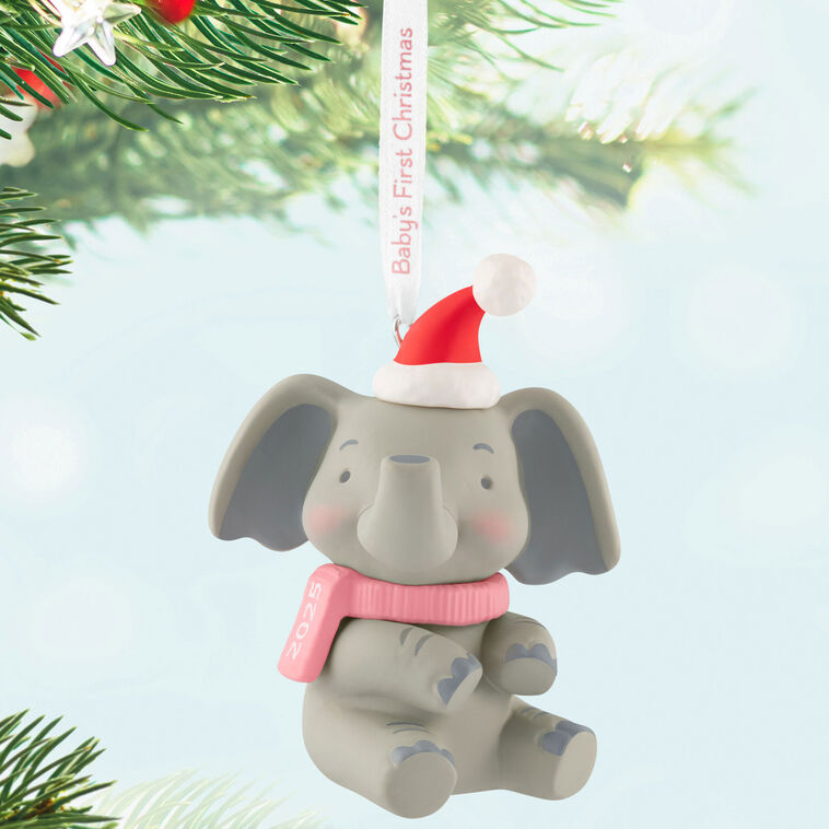 Hallmark Baby Girl's First Christmas Elephant 2025 Ornament
