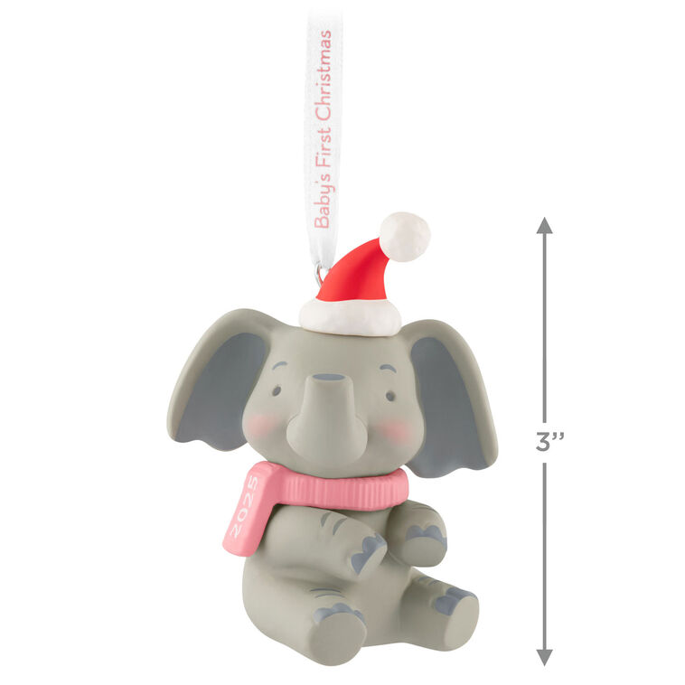 Hallmark Baby Girl's First Christmas Elephant 2025 Ornament
