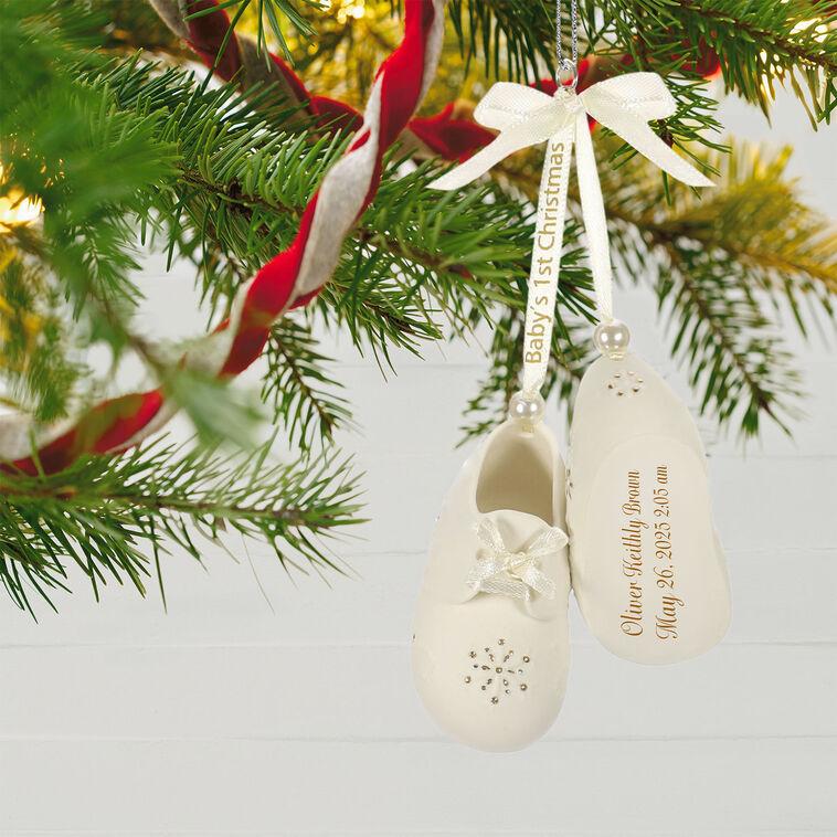 Hallmark Baby’s First Christmas Booties Porcelain Personalized Ornament Custom Text