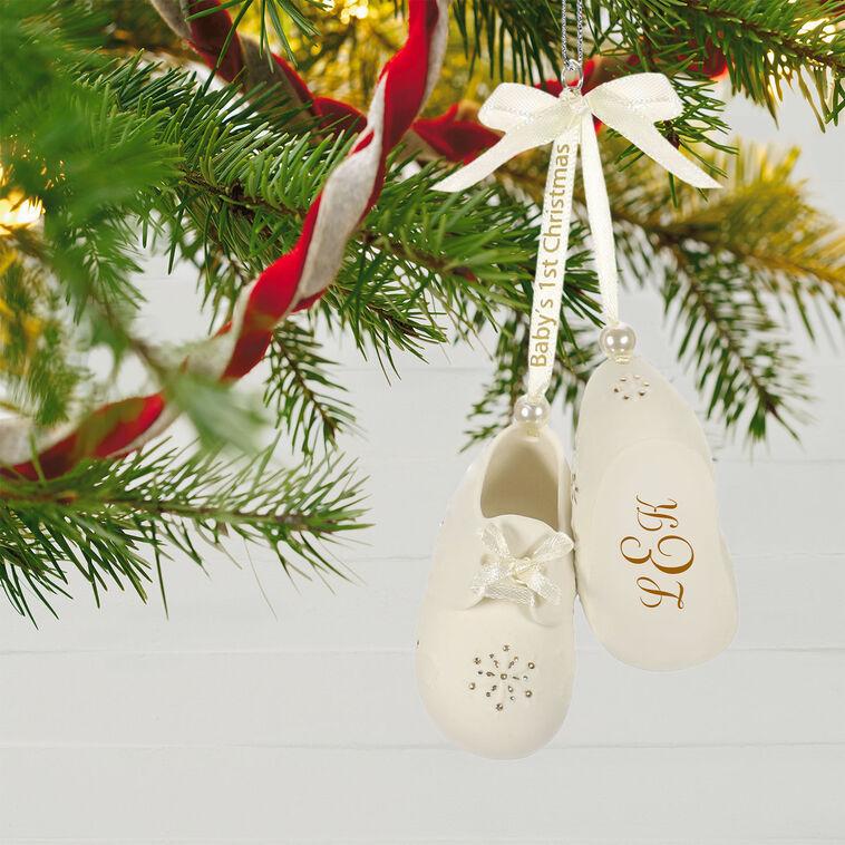 Hallmark Baby’s First Christmas Monogram Booties Porcelain Personalized Ornament Custom Text