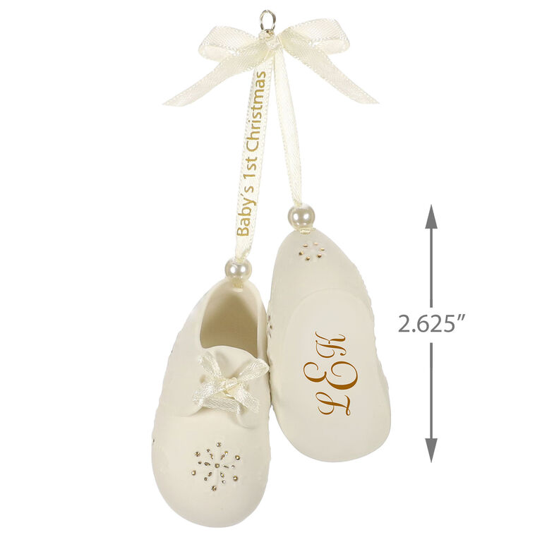 Hallmark Baby’s First Christmas Monogram Booties Porcelain Personalized Ornament Custom Text