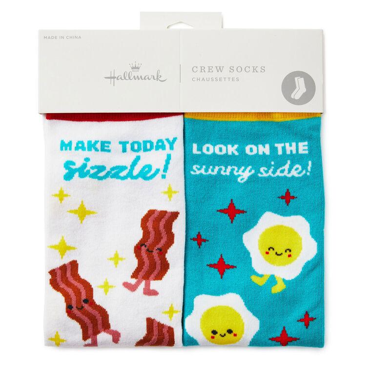 Hallmark Bacon And Eggs Better Together Funny Crew Socks