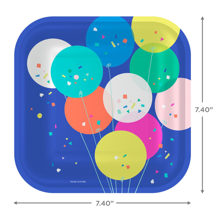 Hallmark Balloons And Confetti Square Dessert Plates Set Of 8