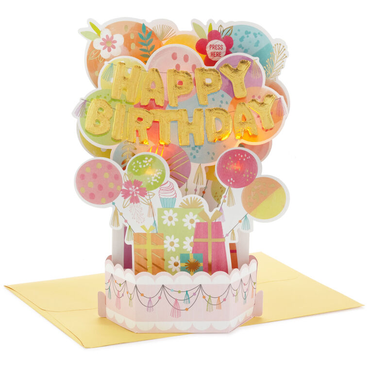 hallmark Balloons Musical 3D Pop-Up Birthday Card With Light