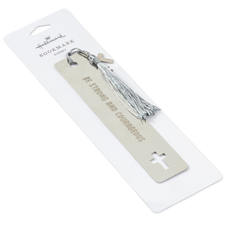 Hallmark Be Strong And Courageous Metal Bookmark With Cross Charm