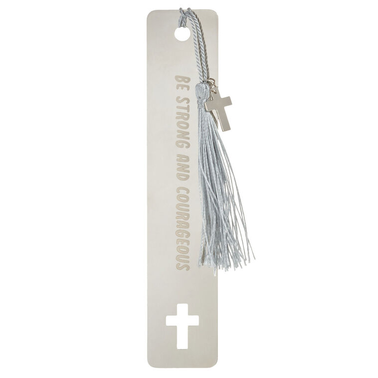 hallmark Be Strong and Courageous Metal Bookmark With Cross Charm