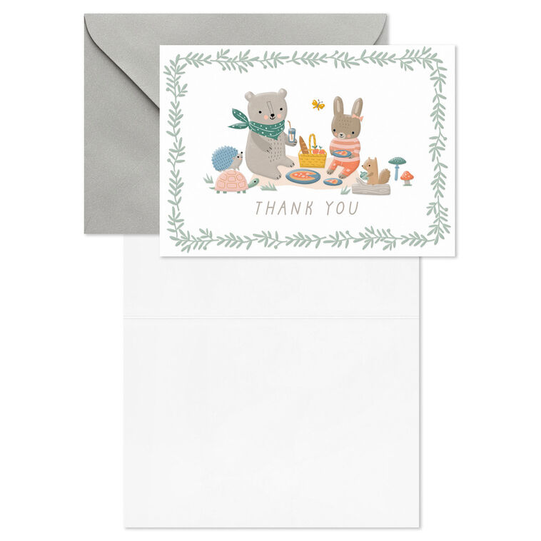 Hallmark Bear And Bunny Picnic Blank Baby Thank You Notes Pack Of 10