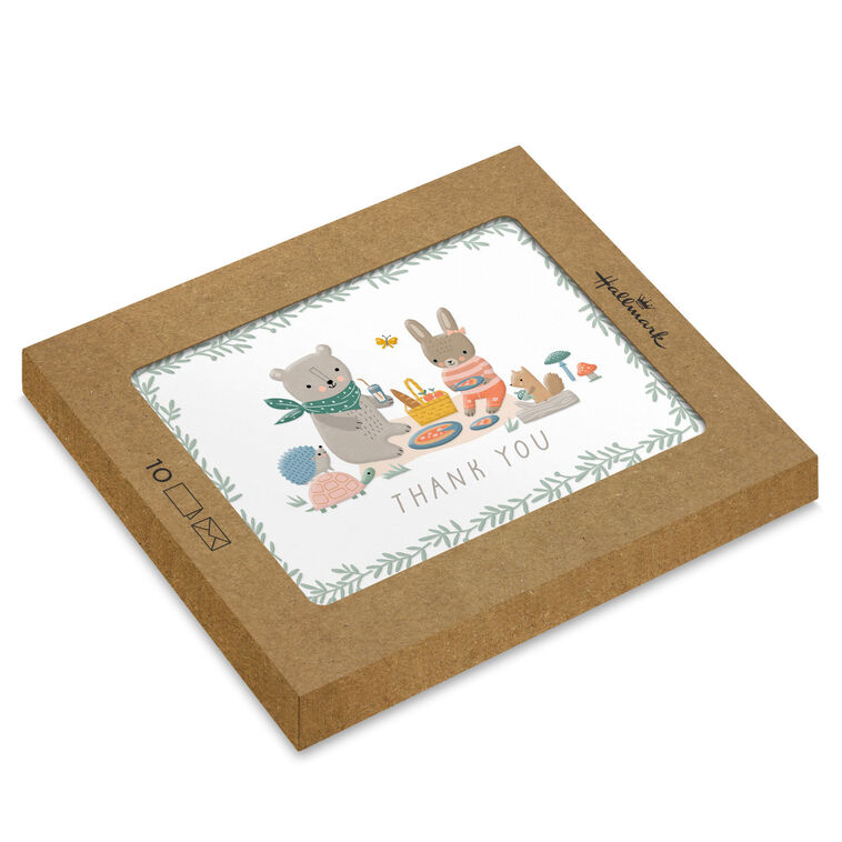 hallmark Bear and Bunny Picnic Blank Baby Thank You Notes Pack of 10