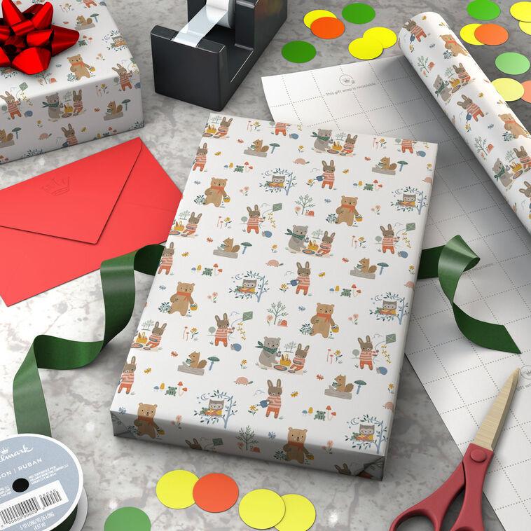 Hallmark Bear And Bunny Picnic Wrapping Paper 20 Sq. Ft
