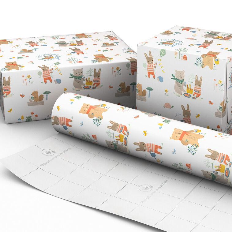 Hallmark Bear And Bunny Picnic Wrapping Paper 20 Sq. Ft