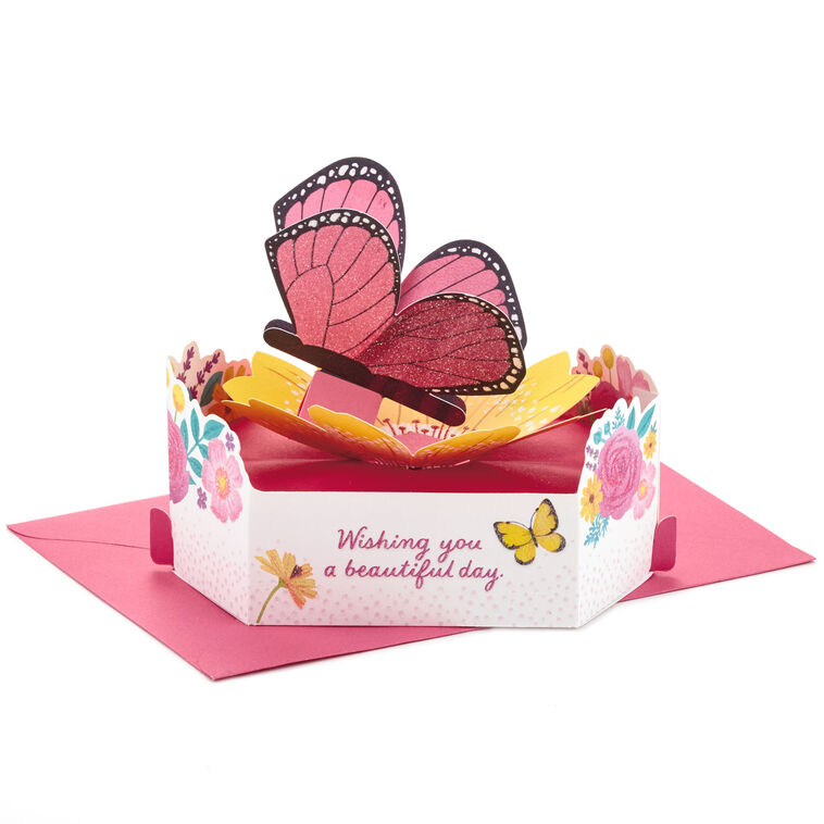 hallmark Beautiful Day Butterfly and Flowers 3D Pop-Up Card