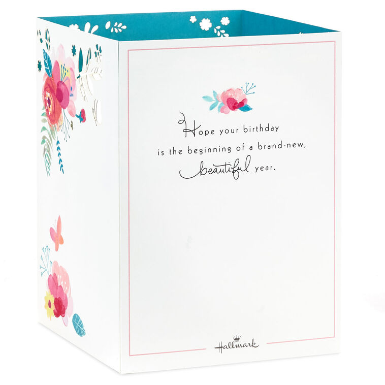 Hallmark Beautiful Year Butterfly On Flowers 3D Pop-Up Birthday Card