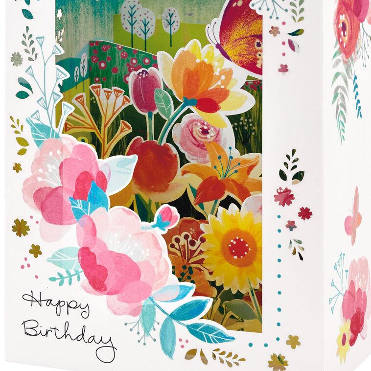 Hallmark Beautiful Year Butterfly On Flowers 3D Pop-Up Birthday Card