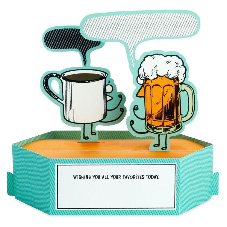 Hallmark Beer Vs. Coffee Funny 3D Pop-Up Birthday Card