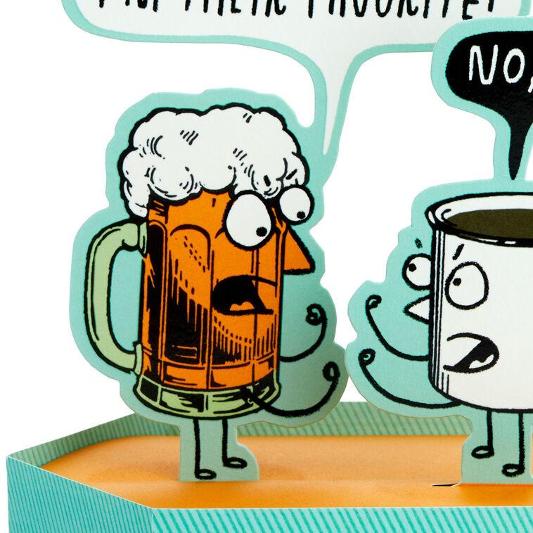 Hallmark Beer Vs. Coffee Funny 3D Pop-Up Birthday Card