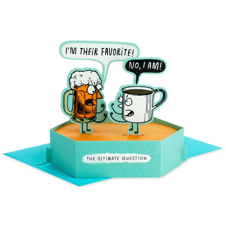 hallmark Beer vs. Coffee Funny 3D Pop-Up Birthday Card