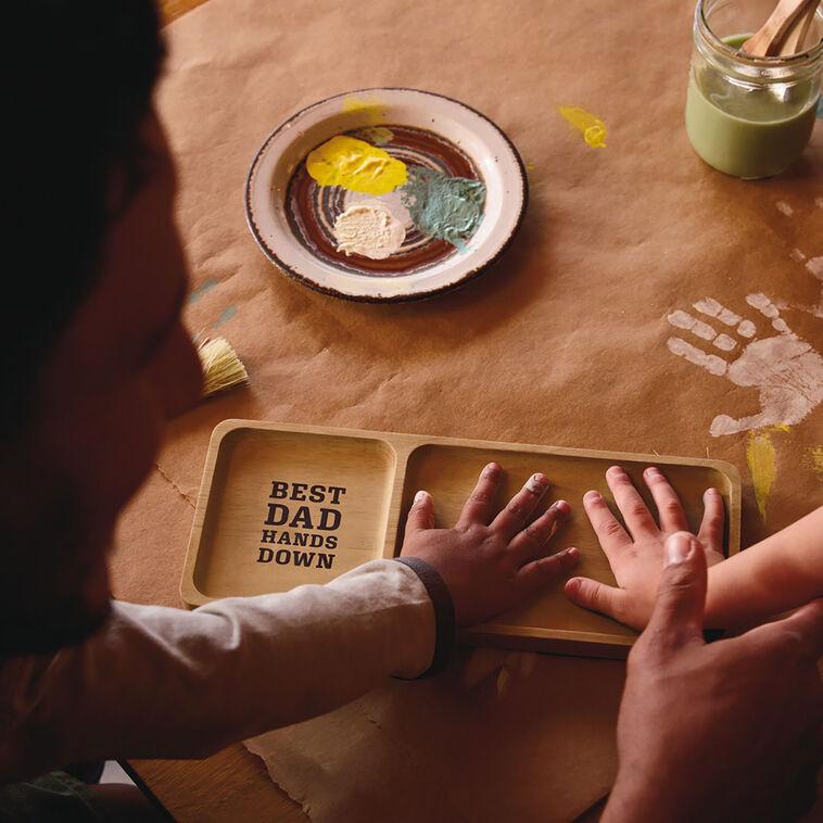 Hallmark Best Dad Hands Down Trinket Tray Handprint Kit 12x5