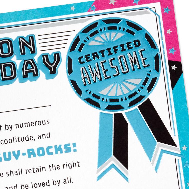 Hallmark Best Son Customizable Birthday Card With Fill-in-the-Blank Certificate