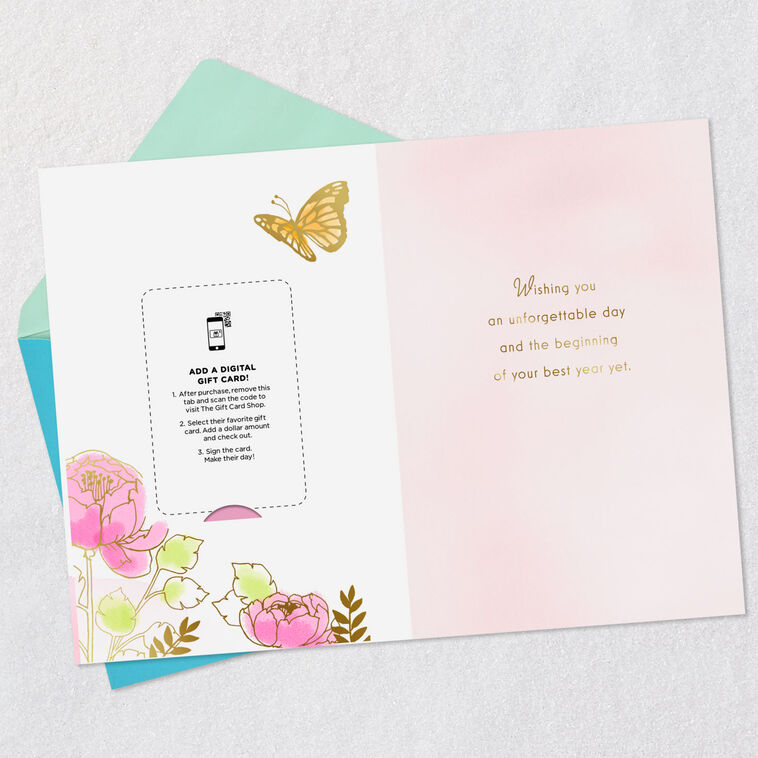 Hallmark Best Year Yet Butterflies And Flowers Gift Card Greeting Birthday Card