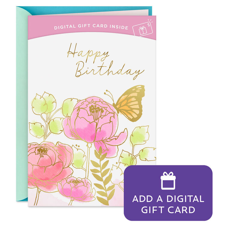 hallmark Best Year Yet Butterflies and Flowers Gift Card Greeting Birthday Card