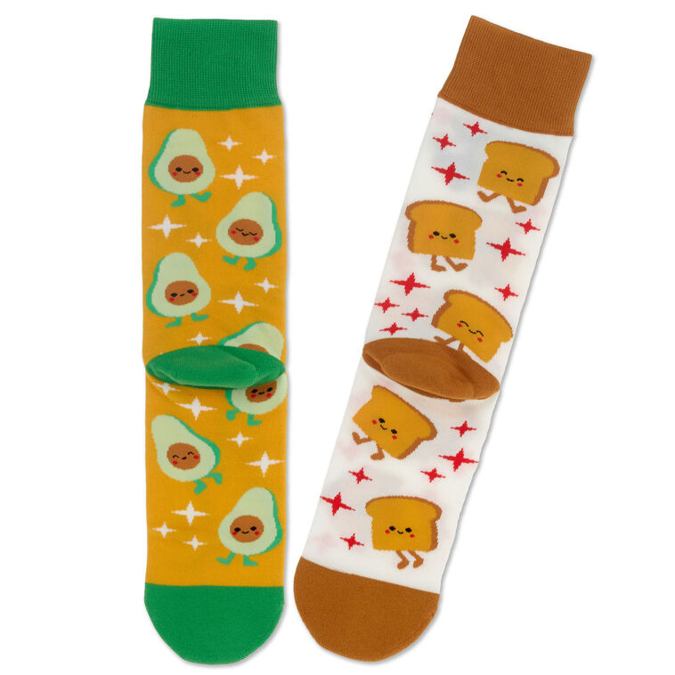 Hallmark Better Together Avocado And Toast Funny Crew Socks