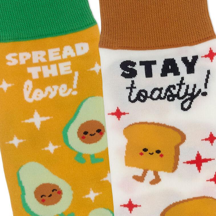 Hallmark Better Together Avocado And Toast Funny Crew Socks