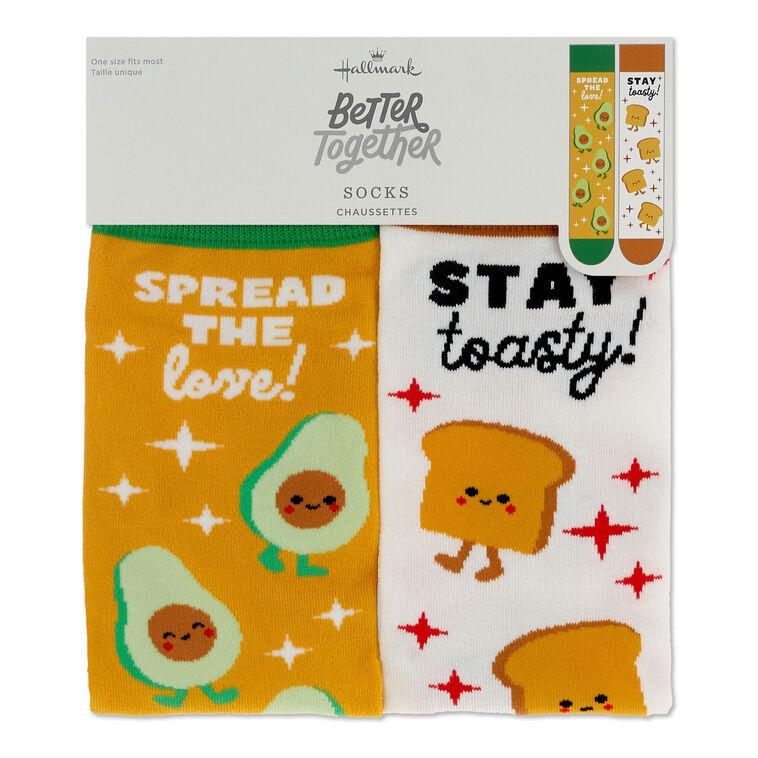 Hallmark Better Together Avocado And Toast Funny Crew Socks