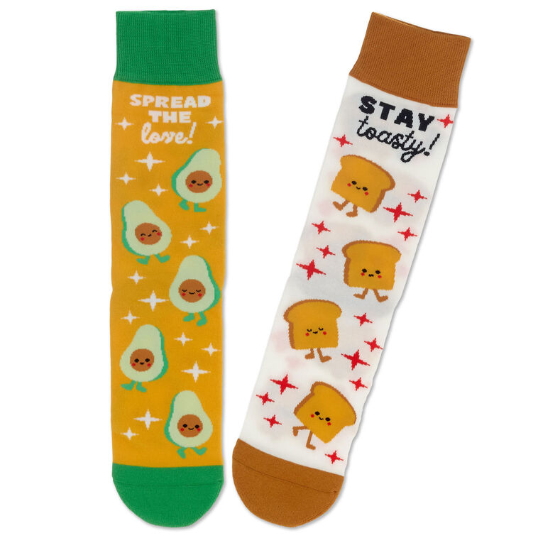 hallmark Better Together Avocado and Toast Funny Crew Socks