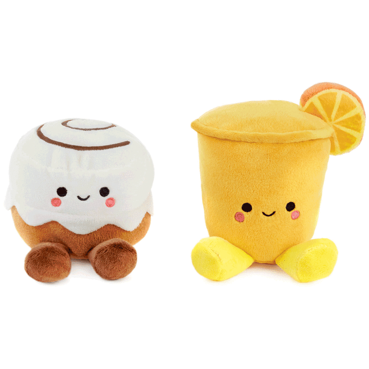 Hallmark Better Together Cinnamon Roll And Orange Juice Magnetic Plush Pair 5"