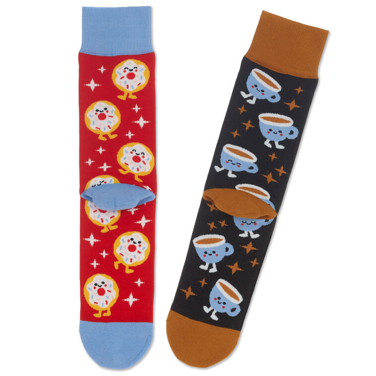 Hallmark Better Together Donut And Coffee Funny Crew Socks