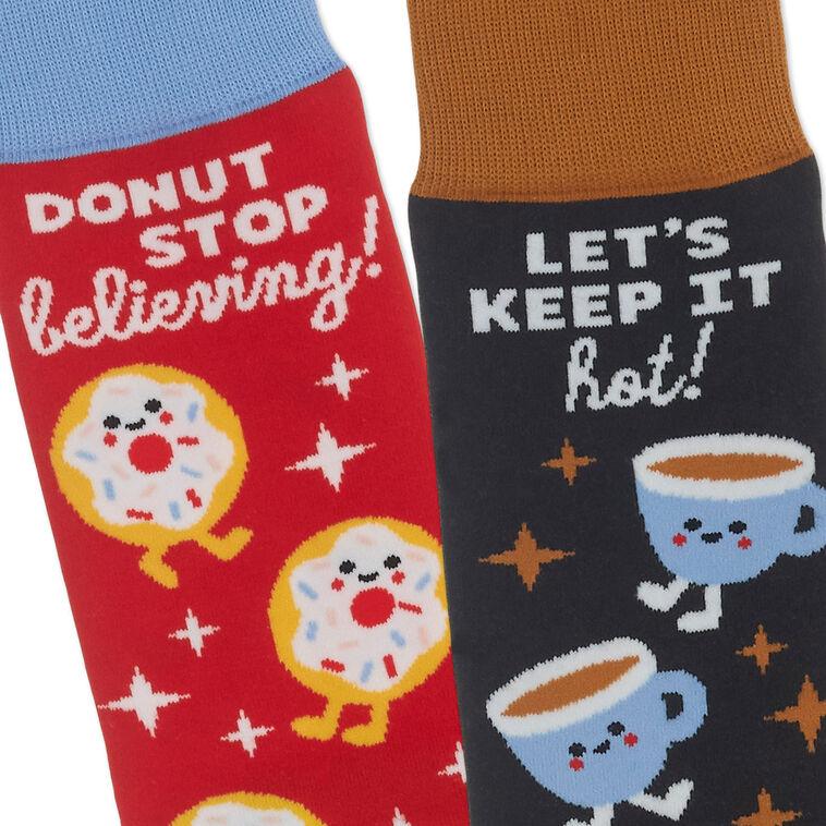 Hallmark Better Together Donut And Coffee Funny Crew Socks