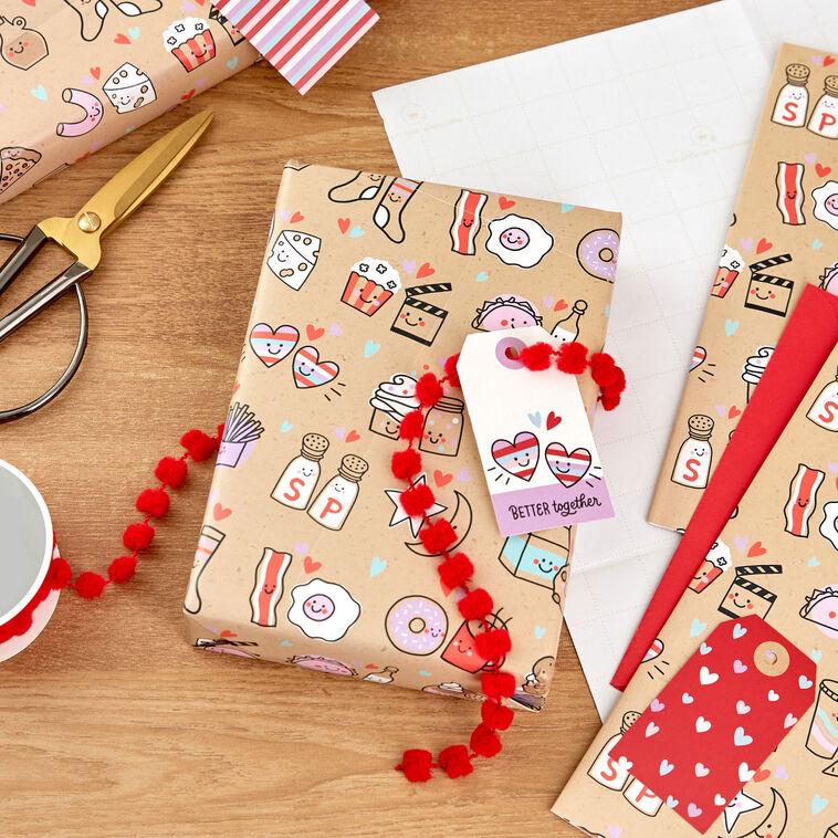 Hallmark Better Together Flat Wrapping Paper With Gift Tags 3 Sheets