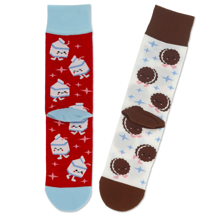 Hallmark Better Together Milk And Cookies Funny Crew Socks