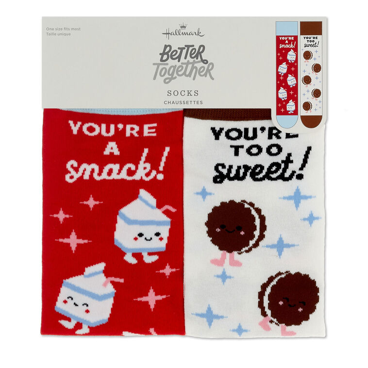 Hallmark Better Together Milk And Cookies Funny Crew Socks