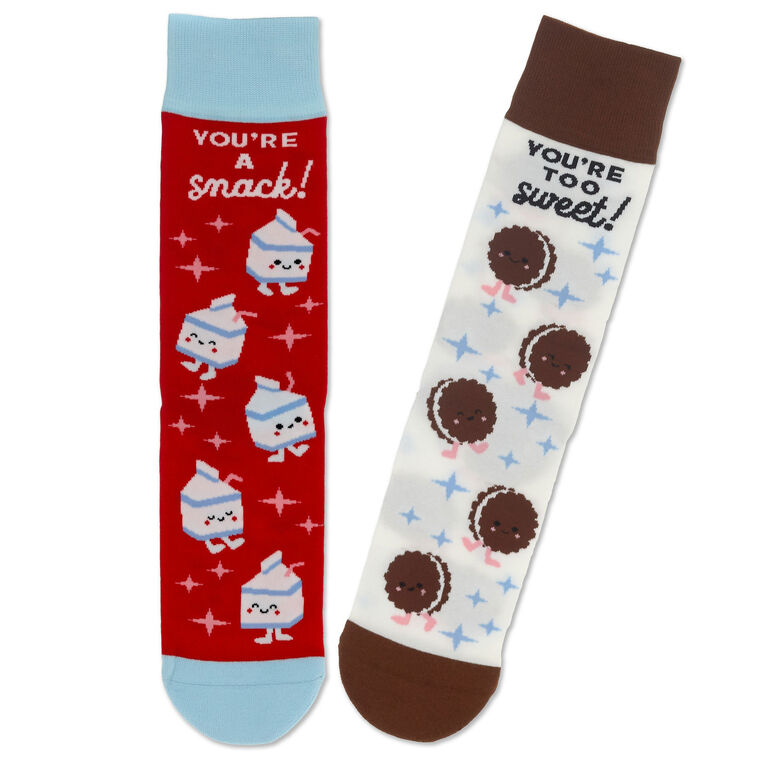 hallmark Better Together Milk and Cookies Funny Crew Socks
