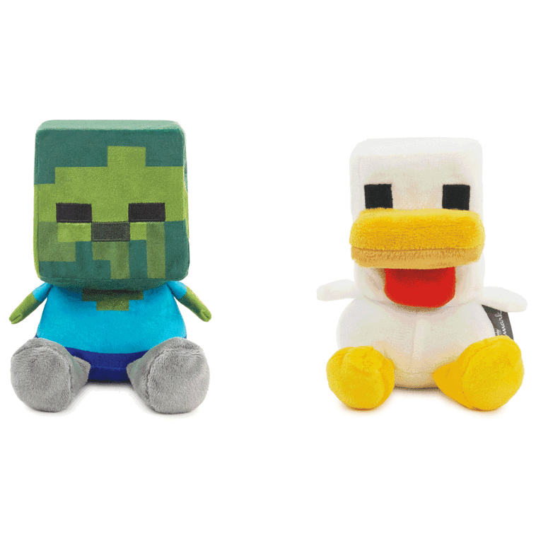 Hallmark Better Together Minecraft Baby Zombie And Chicken Magnetic Plush Pair 5.25" H