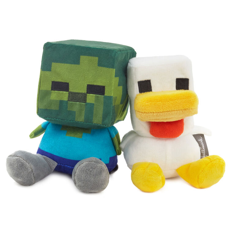 hallmark Better Together Minecraft Baby Zombie and Chicken Magnetic Plush Pair 5.25" H