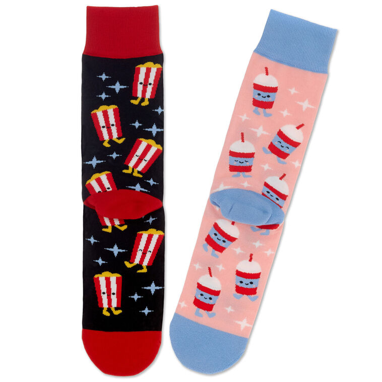 Hallmark Better Together Popcorn And Slushie Funny Crew Socks