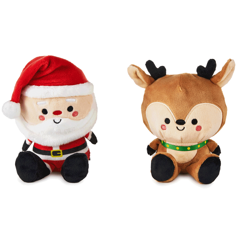 Hallmark Better Together Santa And Reindeer Magnetic Plush Pair 5.75"