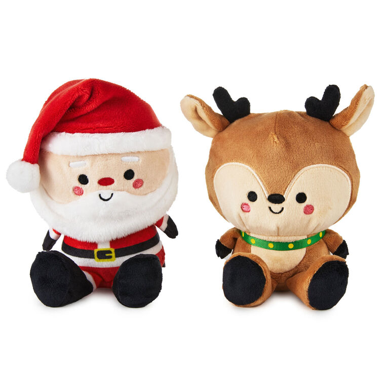 Hallmark Better Together Santa And Reindeer Magnetic Plush Pair 5.75"