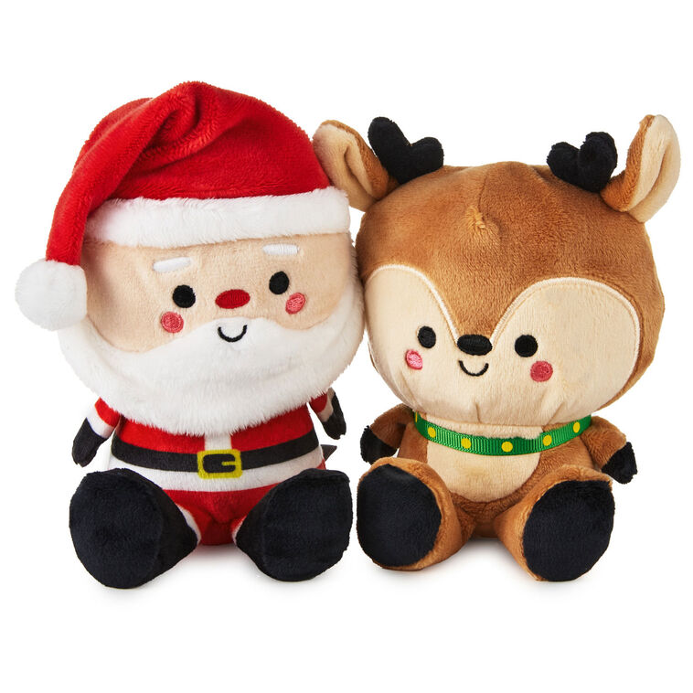 hallmark Better Together Santa and Reindeer Magnetic Plush Pair 5.75"
