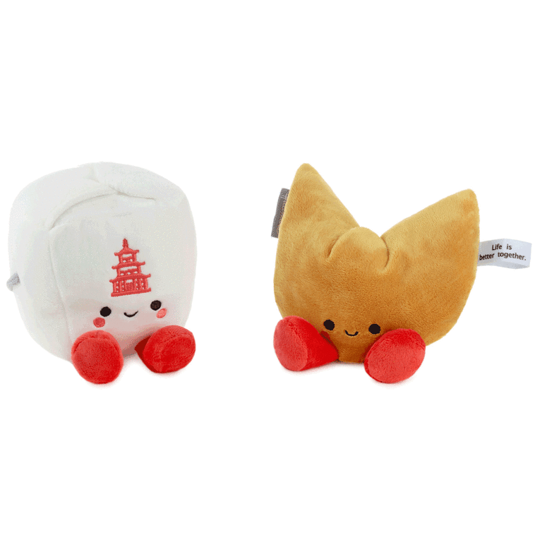 Hallmark Better Together Takeout Box And Fortune Cookie Magnetic Plush Pair 5"