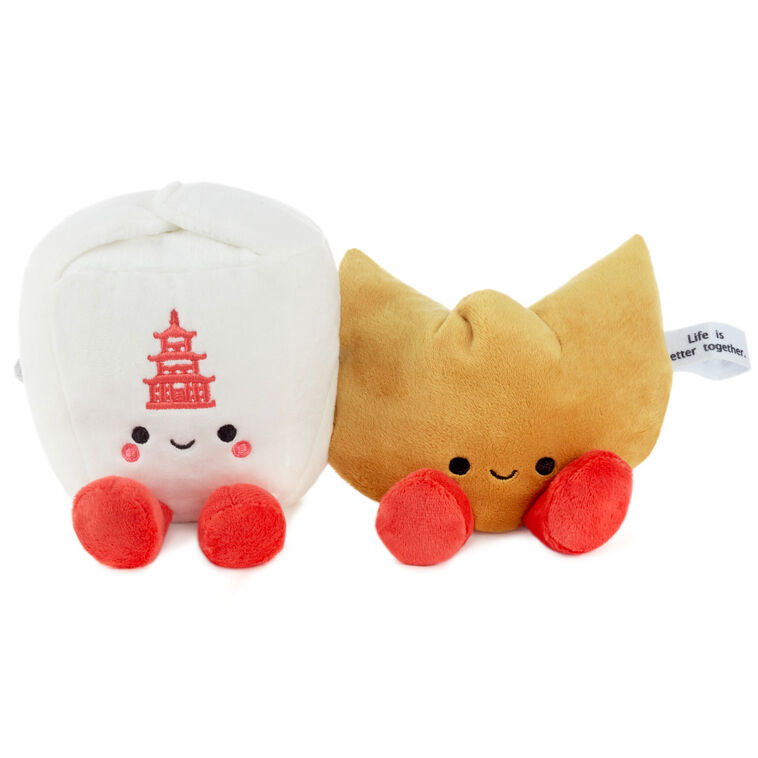 hallmark Better Together Takeout Box and Fortune Cookie Magnetic Plush Pair 5"