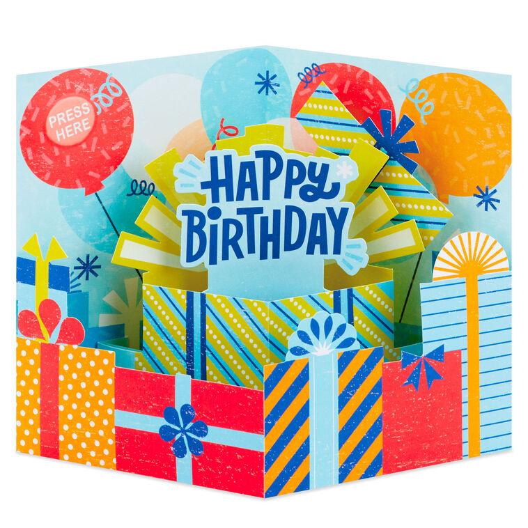 Hallmark Big Presents And Balloons Musical 3D Pop-Up Birthday Card With Light