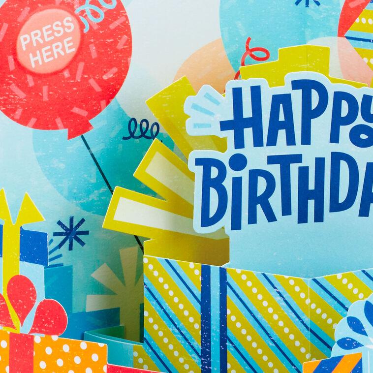 Hallmark Big Presents And Balloons Musical 3D Pop-Up Birthday Card With Light