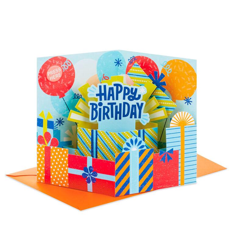hallmark Big Presents and Balloons Musical 3D Pop-Up Birthday Card With Light