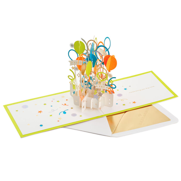 Hallmark Big-Time Celebration Balloons 3D Pop-Up Card