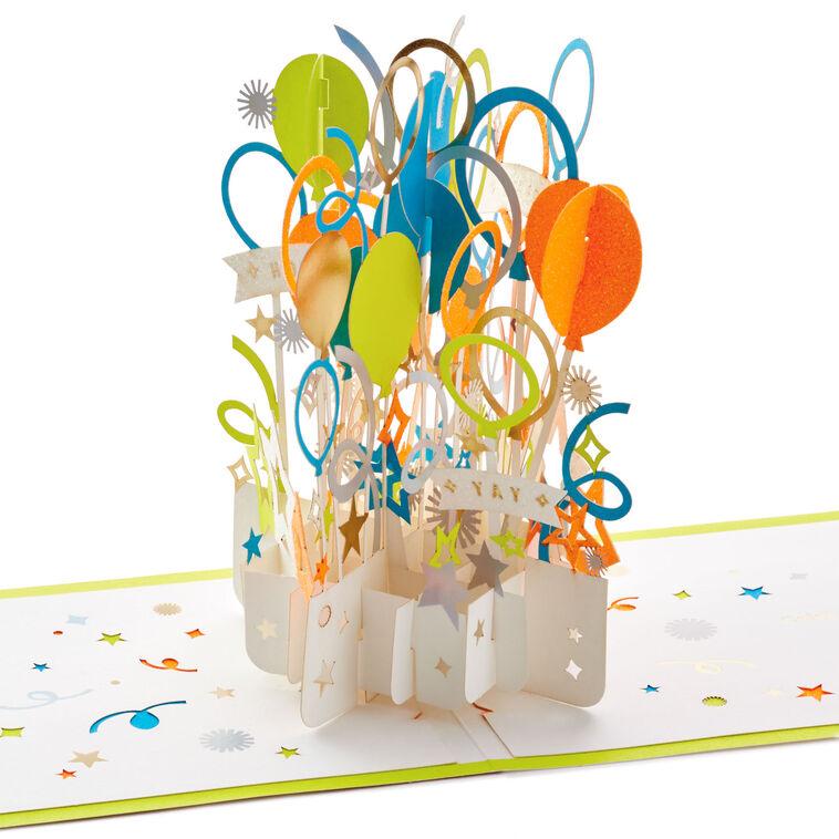 hallmark Big-Time Celebration Balloons 3D Pop-Up Card