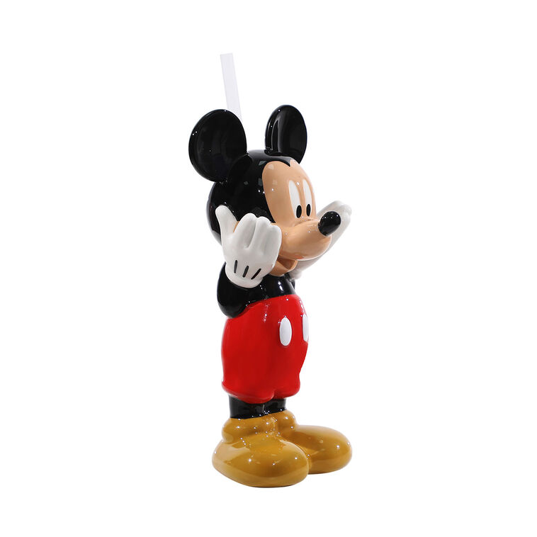 Hallmark BioWorld Disney Mickey Mouse Sculpted Ceramic Cup With Straw 6 Oz