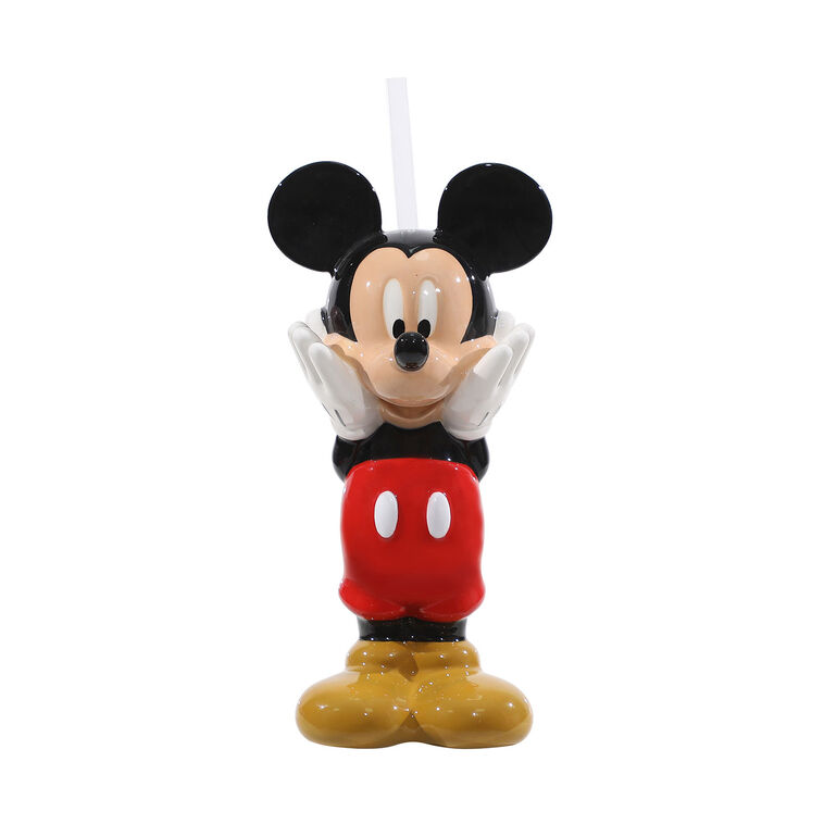 hallmark BioWorld Disney Mickey Mouse Sculpted Ceramic Cup With Straw 6 oz